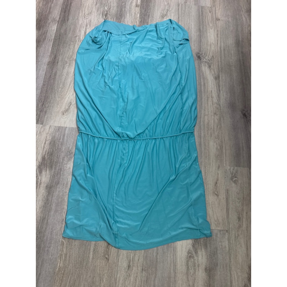 Athleta Santorini Cinch Dress 2X Turquoise Blue Sleeveless Modal Midi Dress - Picture 4 of 8